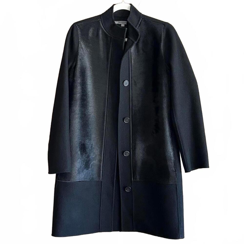 Vince Women's Black Wool Textured Coat Size XS Whimsigoth Quiet Luxury